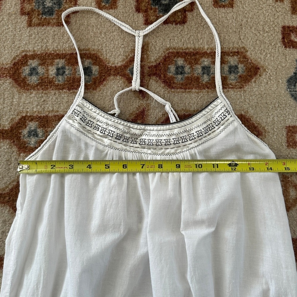 Forever 21 Y2K Womens White Embroidered T-Back Top Boho Summer - Picture 5 of 8